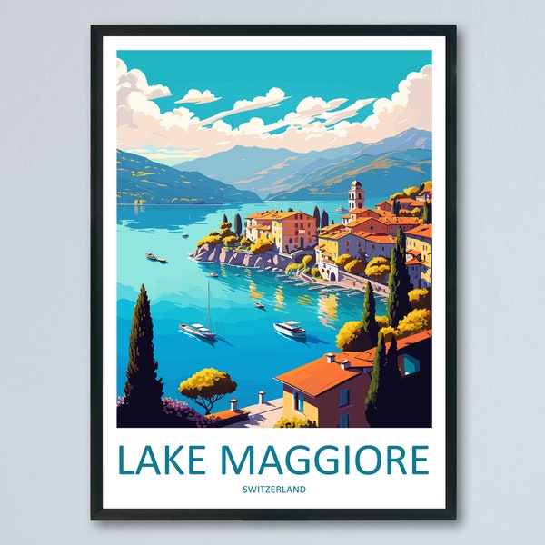 Lago Maggiore Reise Druck Wandkunst Lago Maggiore Wandbehang Wohndekor Lago Maggiore Geschenk Kunstliebhaber Schweiz Kunstliebhaber Geschenk See Art