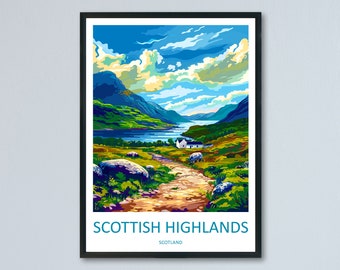 Schottisches Hochland Reise-Druck Highlands Home Dekor Schottisches Hochland Kunstdruck Highlands Wanddruck Für schottisches Geschenk für Schottland-Wand