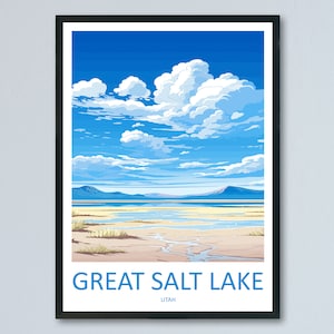 Great Salt Lake Travel Print Wall Art Great Salt Lake Wall Hanging Home Décor Great Salt Lake Gift Art Lovers Utah Art Lover Gift
