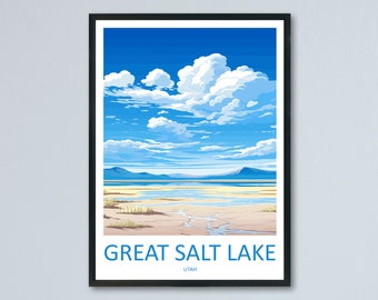 Stampa da parete Great Salt Lake Travel Stampa artistica Great Salt Lake Decorazione da parete Great Salt Lake Regalo per amanti dell'arte Regalo per amanti dell'arte dello Utah