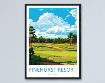 Impresión de viaje de Pinehurst Golf Resort, arte de pared, colgante de pared de Pinehurst Golf Resort, decoración del hogar, regalo de arte de Pinehurst Golf Resort, amantes del arte, arte de golf