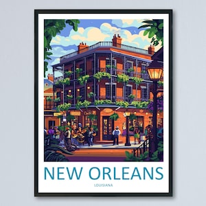 Nowy Orlean, French Quarter, wydruk podróżny, dekoracja ścienna French Quarter, Louisiana, French Quarter, sztuka, plakat ścienny New Orleans, prezent dla miłośników jazzu