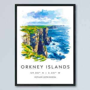 Orkney Islands Watercolor Poster Orkney Scotland Travel Print Wall Art Orkney Home Decor Orkney Gift Art Lovers UK Remote