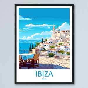 Impresión de viaje de Ibiza Arte de pared Tapiz de pared de Ibiza Decoración del hogar Regalo de Ibiza Amantes del arte Regalo para amantes del arte de España Decoración de pared de Ibiza Impresión de Ibiza España
