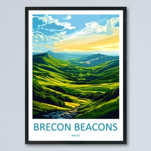 Brecon Beacons Travel Poster Wales Wall Art Pen y Fan Landscape Print Nature Decor Welsh Gift Souvenir Scene UK Alpine Art