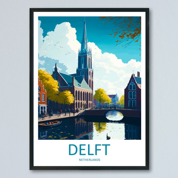 Delft Travel Print Delft Home Décor Delft Art Print Delft Wall Print For Netherlands Delft Gift For Delft Wall Art Netherlands Art Print