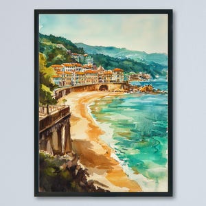 San Sebastian Watercolor Poster San Sebastian Travel Print San Sebastian Spain Art San Sebastian Decor San Sebastian Wall Art