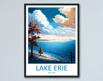 Lake Erie Travel Print Wall Art Lake Erie Wall Hanging Home Décor Lake Erie Gift Art Lovers New York State Art Gift Lover Print