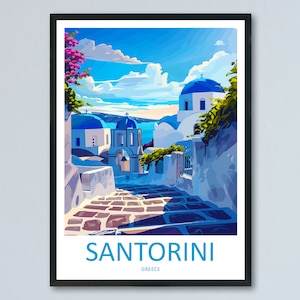 Santorini Reise-Druck Wandkunst Santorini Griechenland Wandbehang Dekoration Santorini Geschenk Kunstliebhaber Wandkunst Santorini griechischen Print