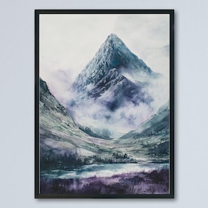Ben Nevis Watercolor Poster Ben Nevis Travel Print Scotland Wall Art Mountain Painting Ben Nevis Souvenir Decor