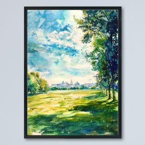 Plakat akwarelowy Greenwich Park Sztuka ścienna Greenwich Park Wisząca dekoracja do domu Greenwich Park Prezent Miłośnicy sztuki Anglia Prezent dla miłośnika sztuki