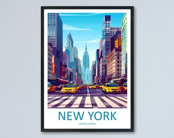 New York Travel Print Wall Art New York Wall Hanging Home Décor New York Gift Art Lovers New York State Art Gift Lover Print