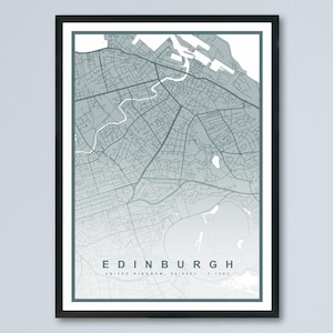 Impression de carte d'Édimbourg (8 couleurs disponibles) Poster de la ville d'Édimbourg, art mural écossais, décoration d'Édimbourg, art urbain d'Édimbourg