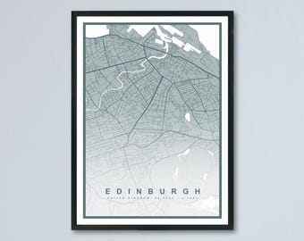 Impresión del mapa de Edimburgo (8 colores disponibles) Póster de la ciudad de Edimburgo Arte mural de Escocia Decoración de Edimburgo Arte del mapa callejero Edimburgo urbano