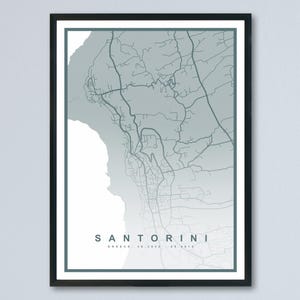 Santorini Karte Druck (8 FARBEN ERHÄLTLICH) Santorini Poster Griechenland Wandkunst Santorini Dekor Urban Map Reiseillustrationsdruck