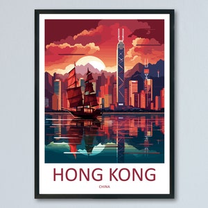 Hong Kong Travel Print Wall Art Hong Kong Wall Hanging Home Décor Gift Hong Kong Art Lovers China Hong Kong Art Gift Lover Print