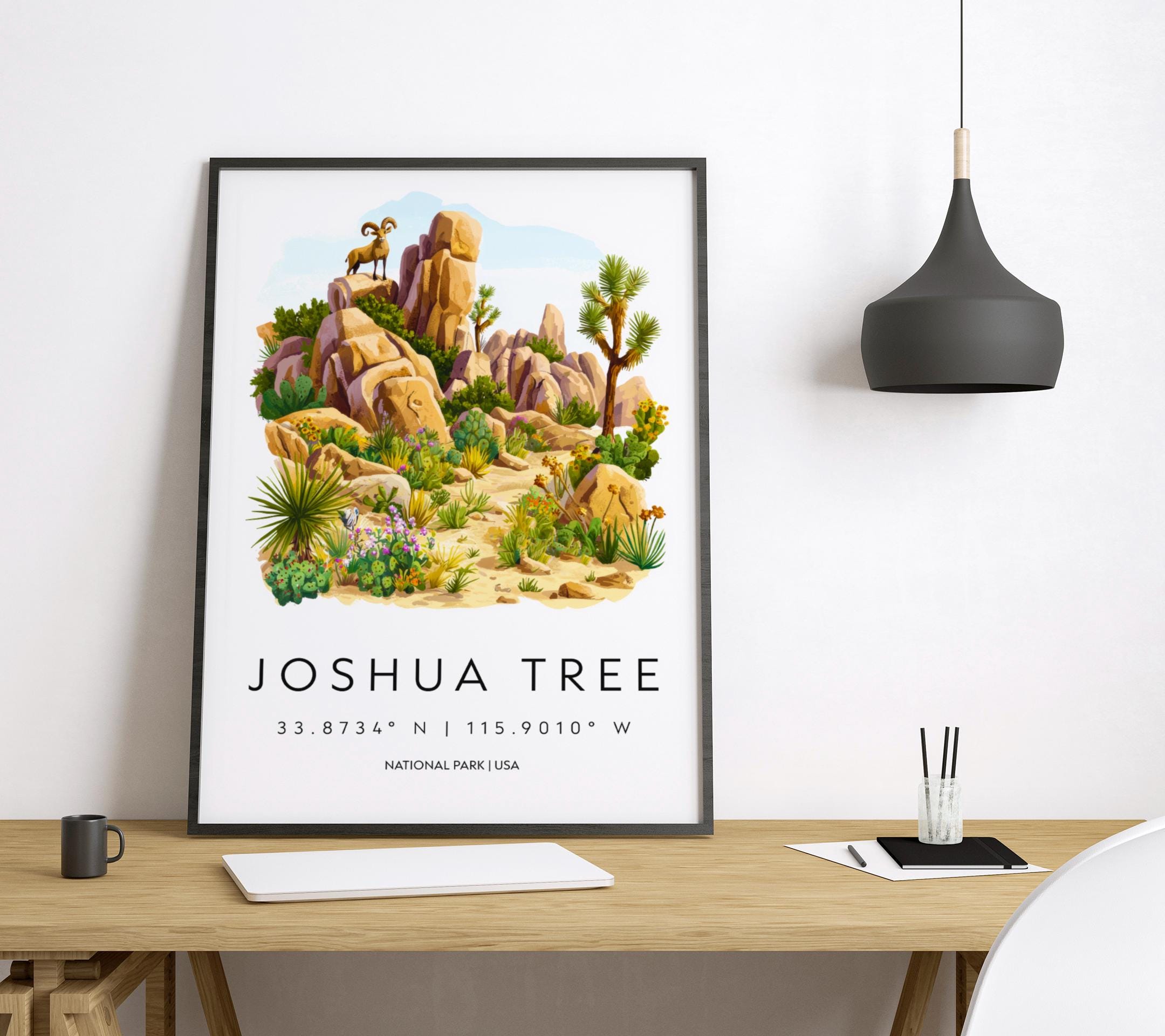 Joshua Tree Watercolor Poster Joshua Tree Travel Print California Wall ...
