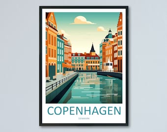 Copenhagen Travel Print Wall Art Copenhagen Wall Hanging Home Décor Copenhagen Gift Art Lovers Denmark Art Lover Gift Copenhagen Wall Décor