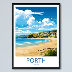 Porth Travel Print Wall Art Porth Wall Hanging Home Décor Porth Gift Art Lovers Cornwall Art Porth Gift