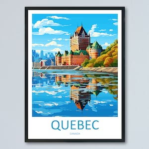 Art mural imprimé voyage de la ville de Québec Tenture murale de la ville de Québec Décoration d'intérieur Cadeau de la ville de Québec Amateurs d'art Canada Cadeau pour amateur d'art Cadeau de la ville de Québec