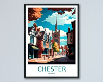 Chester Travel Print Wall Art Chester Wall Hanging Home Décor Chester Gift Art Lovers England Art Lover Gift Chester Art Wall Hanging