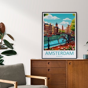 Amsterdam Travel Print Wall Art Amsterdam Wall Hanging Home Décor Amsterdam Gift Art Lovers Netherlands Art Lover Gift Amsterdam Decor image 3