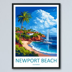 Newport Beach Travel Print Wall Art Newport Beach Wall Hanging Home Décor Newport Beach Gift Art Lovers California Art Lover Gift