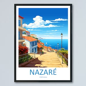 Nazare Travel Print Wall Art Nazare Wall Hanging Home Décor Nazare Gift Art Lovers Portugal Art Lover Gift Nazare Wall Décor