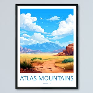 Atlas Moutains Travel Print Wall Art Atlas Moutains Wall Hanging Home Décor Atlas Moutains Gift Art Lovers Morocco Art Lover Gift Wall Art