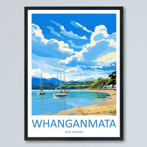 Whanganmata Travel Print Wall Art Whanganmatad Wall Hanging Home Décor Whanganmata Gift Art Lovers New Zealand Art Lover Gift Whanganmata