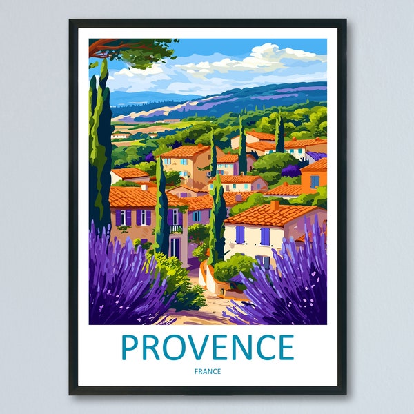 Impression de voyage en Provence, art mural, tenture murale en Provence, décoration d'intérieur, cadeau provençal pour amateurs d'art, cadeau pour amateur d'art en France, art provençal, art provençal