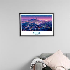 Seoul Sydkorea Landskap Resa Poster Scenisk Stadssilhuett Väggkonst Historiska Palats Tryck Asien Dekor Vacker Seoul Konstverk bild 2