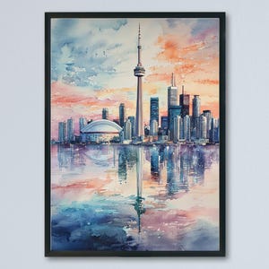 Toronto Watercolor Poster Toronto Travel Print Toronto Wall Art Toronto Cityscape Painting Toronto Souvenir Canada Decor