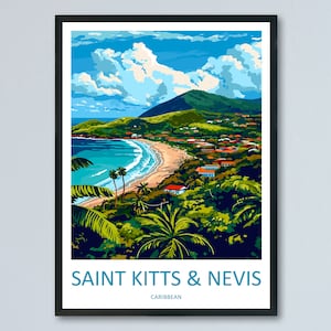 Art mural imprimé voyage Saint-Christophe-et-Nevis Décoration murale Saint-Kitts-et-Nevis à suspendre Cadeau Saint-Kitts-et-Nevis Amateurs d'art Caraïbes