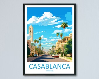 Impresión de viaje de Casablanca Arte de pared Colgante de pared de Casablanca Decoración del hogar Regalo de Casablanca Amantes del arte Regalo para amantes del arte de Marruecos Arte de pared Arte de Marruecos