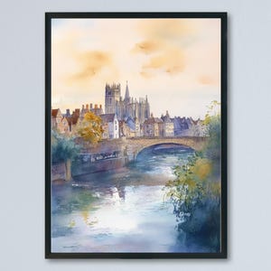 Exeter Watercolor Poster Wall Art Exeter Wall Hanging Home Décor Exeter Gift Art Lovers United Kingdom Wall Art