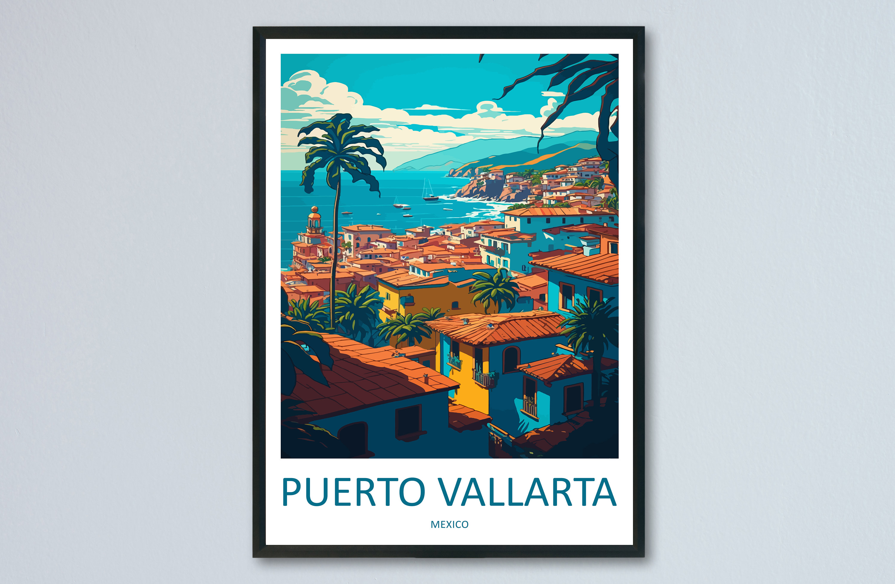Puerto Vallarta Travel Print Wall Art Puerto Vallarta Wall Hanging