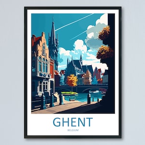 Ghent Travel Print Wall Art Ghent Wall Hanging Home Décor Ghent Gift Art Lovers Belgium Art Lover Gift Ghent Wall Décor