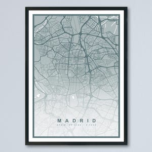 Madrid Map Print (8 COLOURS AVAILABLE) Madrid City Poster Spain Wall Art Madrid Decor Street Map Art Urban Madrid Illustration Travel Map