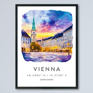 Vienna Watercolor Poster Wall Art Vienna Wall Decor Home Décor Vienna Gift Austria Art Lover Gift, Travel Souvenir Print
