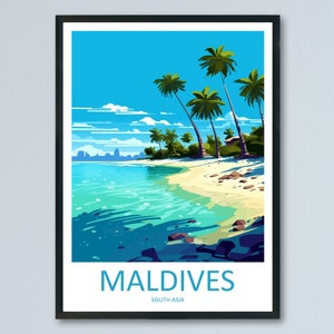 Maldives Travel Print Wall Art Maldives Wall Hanging Home Décor Maldives Gift Art Lovers Wall Art South Aisa Travel Print