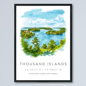 Thousand Islands Watercolor Poster Wall Art Thousand Isles Decor Home Décor Thousand Islands Gift USA Canada Art Lover Gift, Travel Souvenir