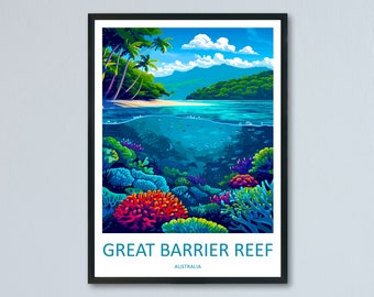 Great Barrier Reef Reise-Druck Wandkunst Great Barrier Reef Wandbehang Wohnkultur Great Barrier Reef Geschenk Kunstliebhaber Wandkunst Australien