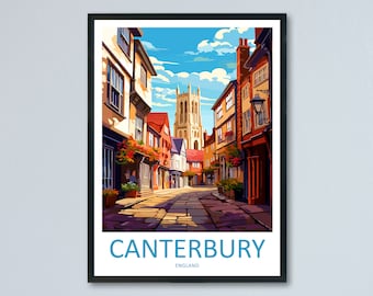 Canterbury Travel Print Wall Art Canterbury Wall Hanging Home Décor Canterbury Gift Art Lovers Art Lover Gift Canterbury Travel Art Gift