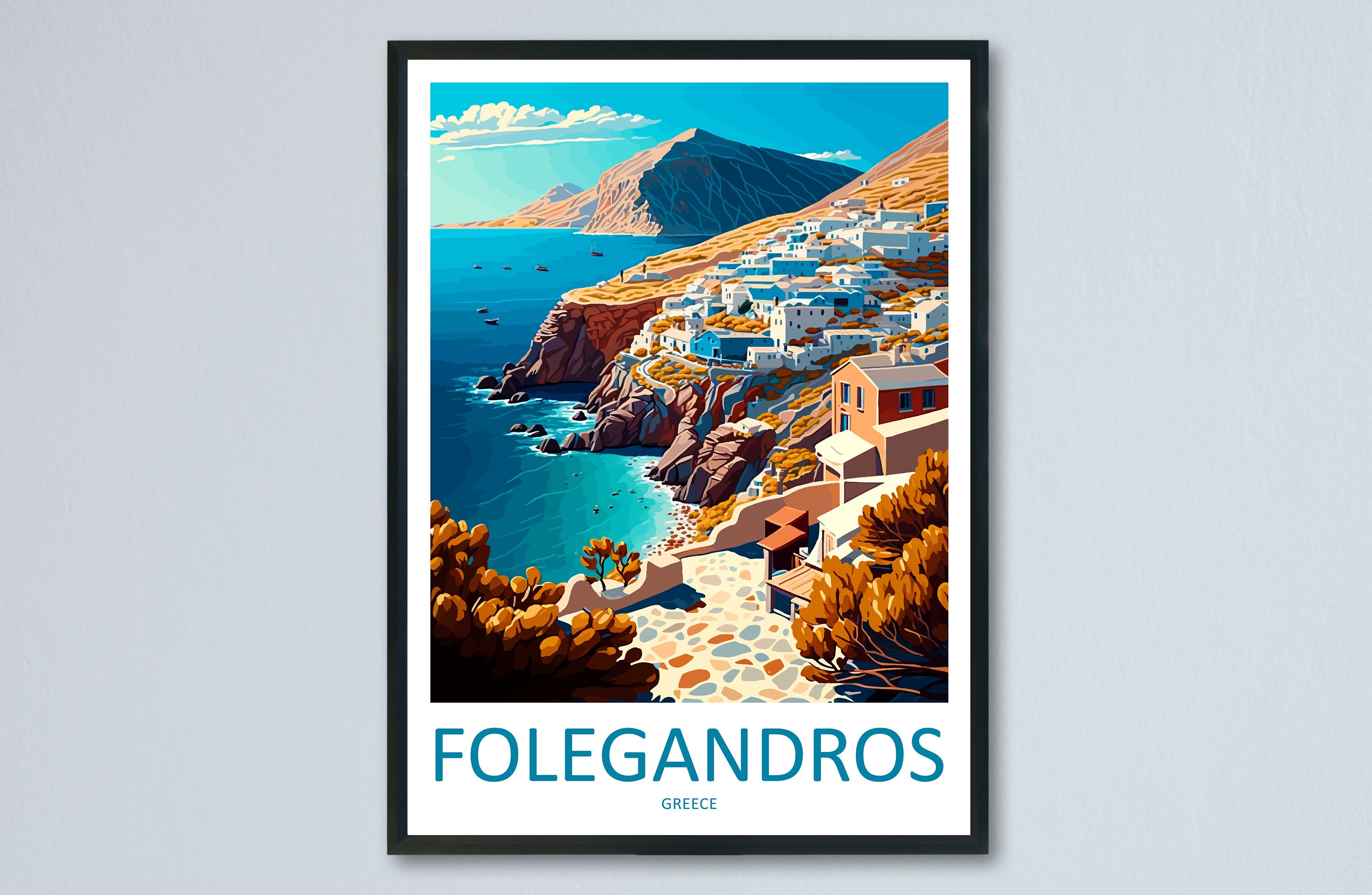 FolegAndros Reise Print Wand Kunst FolegAndros Griechenland Wandbehang Dekoration FolegAndros Geschenk Kunstliebhaber Kunst FolegAndros Kunstwerk