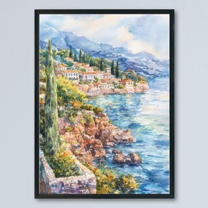 Corfu Watercolor Poster Corfu Travel Print Corfu Wall Art Corfu Landscape Painting Corfu Souvenir Greek Island Decor