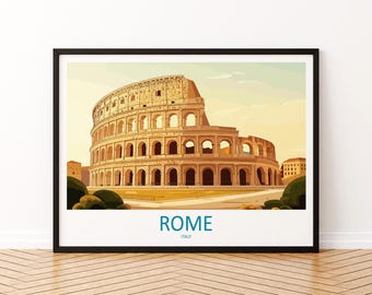 Póster de viaje con paisaje de Roma, Italia, arte mural de ciudad escénica, impresión de arquitectura antigua, decoración europea, obra de arte del paisaje urbano histórico de Roma