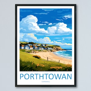Porthtowan Travel Print Wall Art Porthtowan Wall Hanging Home Décor Porthtowan Gift Art Lovers Cornwall Art Porthtowan Wall Art Poster