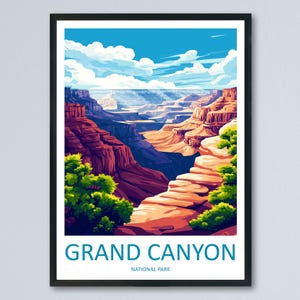 Grand Canyon National Park Reisedruck Wandkunst Grand Canyon Wandbehang Wohnkultur Grand Canyon Geschenk Kunstliebhaber Arizona Kunstliebhaber Geschenk