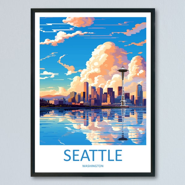 Seattle Travel Print Wall Art Seattle Wall Hanging Home Décor Seattle Gift Art Lovers Washington DC Art Lover Gift Washington DC Travel Art